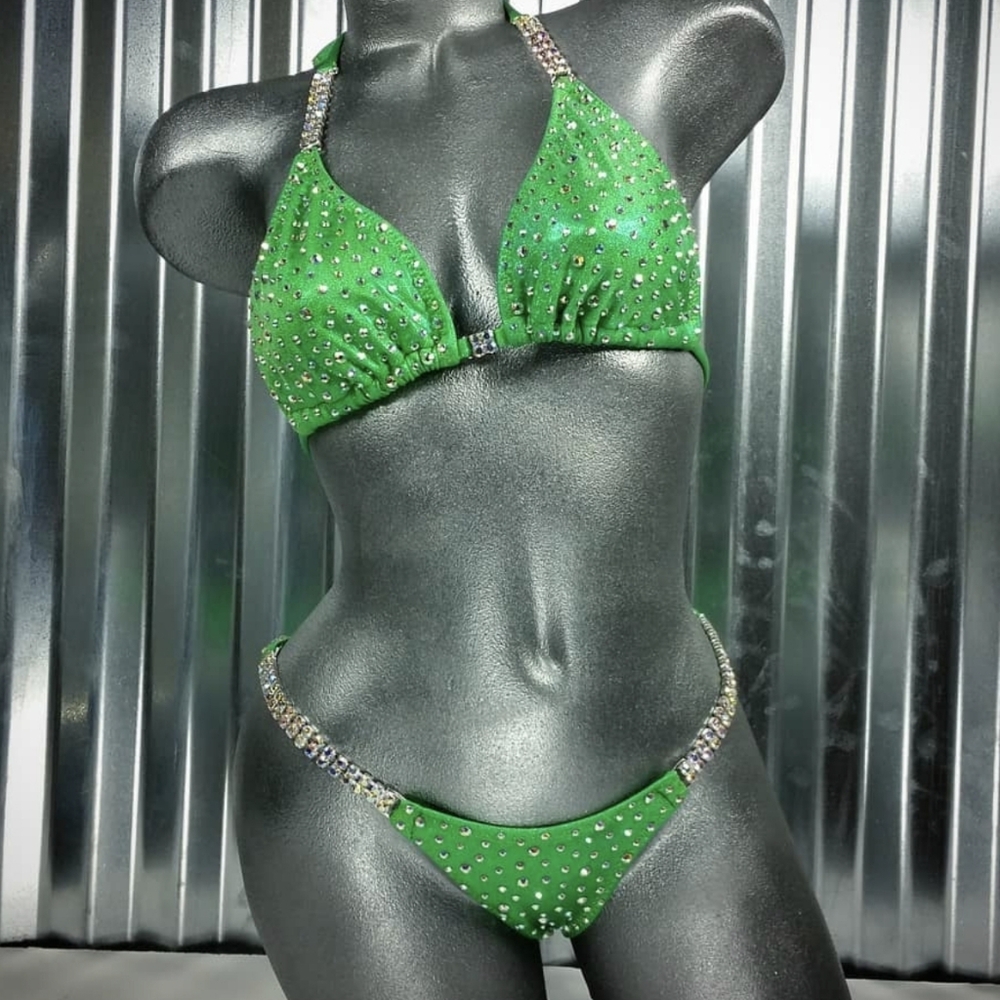 Green Crystal competition bikini suit